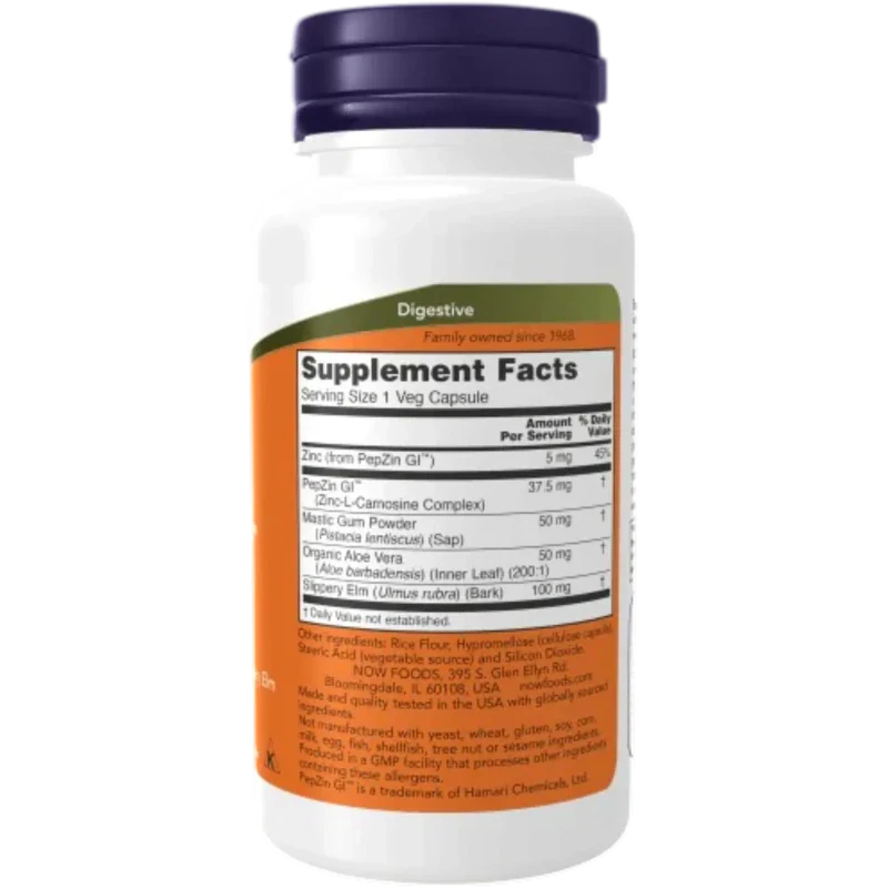 NOW Aminoácido Now Foods, Gastro Comfort™ con Pepsina Go™ 37.5 mg (60 cápsulas)