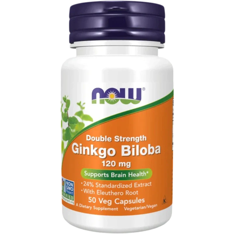 NOW Herbal Now Foods, Ginkgo Biloba Doble Potencia 120 mg (50 cápsulas)