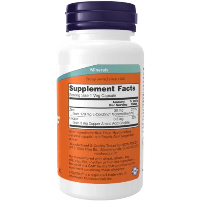 NOW Suplementos Now Foods, L-Optizinc® 30 mg (100 cápsulas)