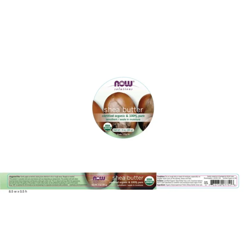 NOW Cuidado Personal Now Foods, Manteca de Karité Orgánica y Pura (3 fl oz/85 g)