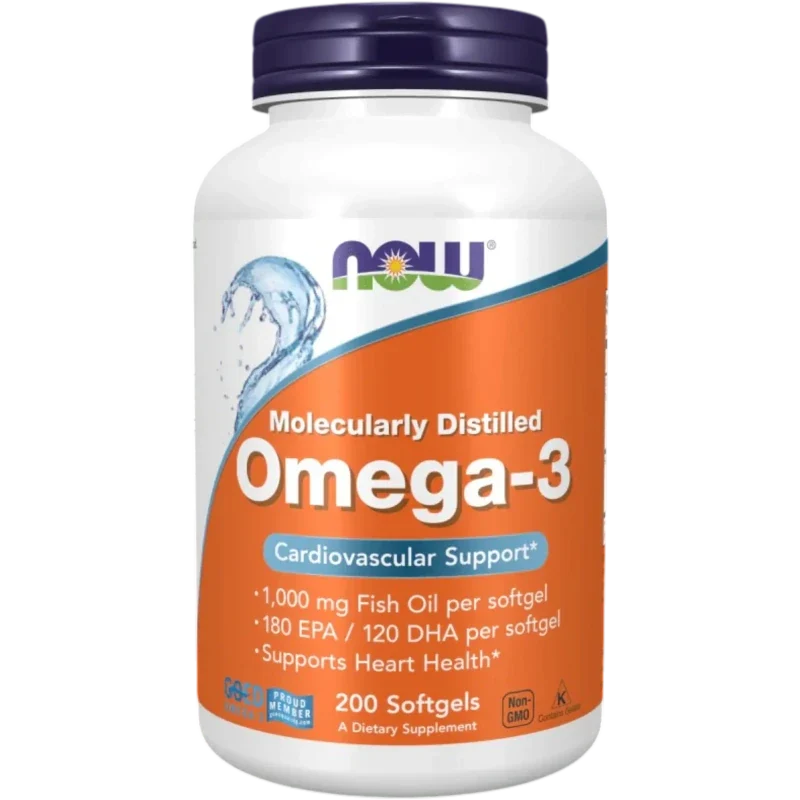 NOW Omega Now Foods, Omega-3 Destilada Molecularmente (200 softgels)