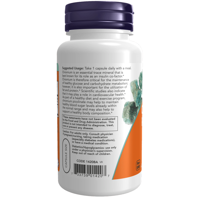 NOW SUPLEMENTOS Now Foods, Picolinato de Cromo 200 mcg (100 cápsulas)