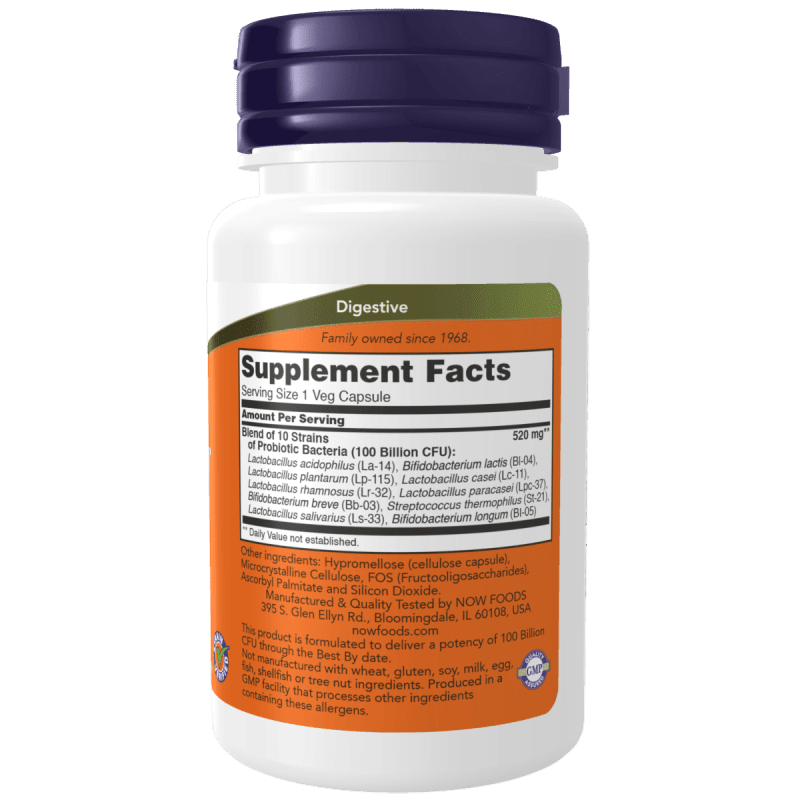 NOW SUPLEMENTO Now Foods, Probiótico-10™ 100 Billones (30 cápsulas)