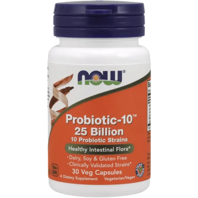 NOW Probiótico Now Foods, Probiótico-10™ 25 Billones (30 cápsulas)