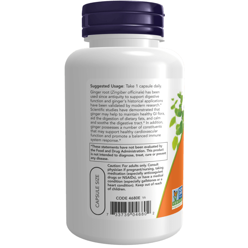 NOW SUPLEMENTOS Now Foods, Raíz de Jengibre 550 mg (100 cápsulas)