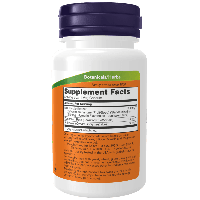 NOW SUPLEMENTOS Now Foods, Silimarina Doble Potencia 300 mg (50 cápsulas)