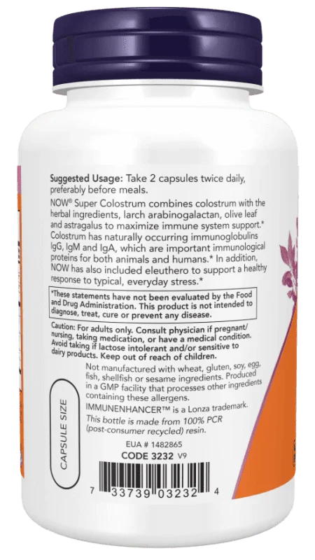 NOW Vitaminas y complementos Now Foods, Súper Calostro 500 mg (90 cápsulas)