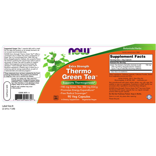 NOW SUPLEMENTOS Now Foods, Thermo Green Tea 700 mg (90 cápsulas)