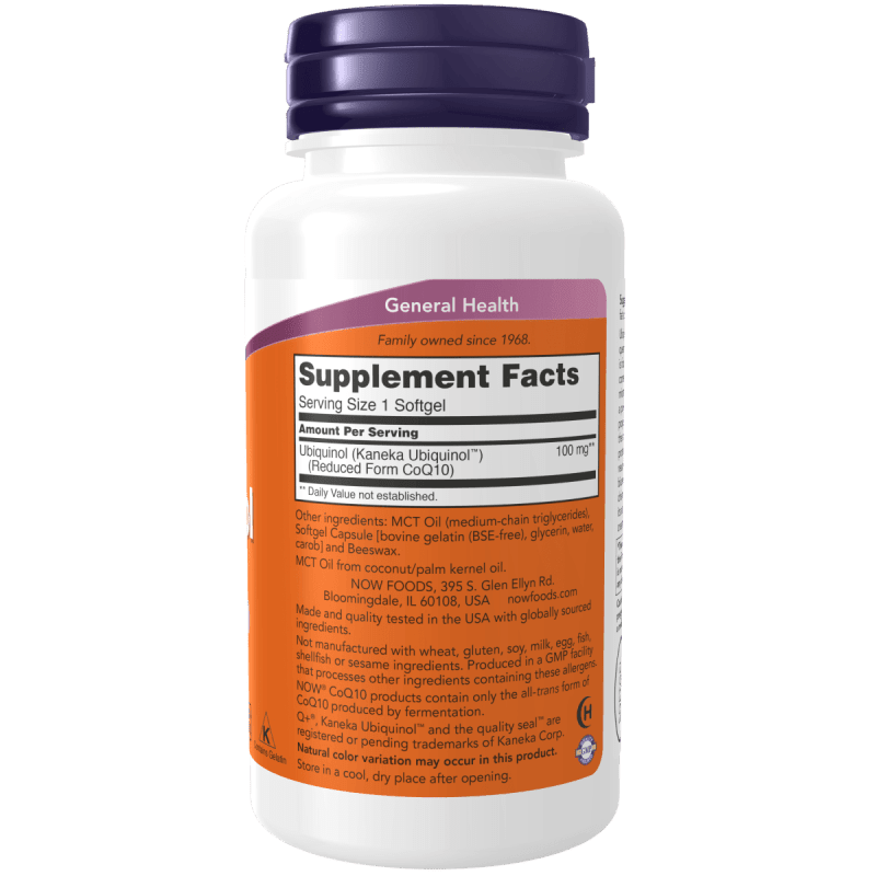 NOW SUPLEMENTO Now Foods, Ubiquinol CoQ10 100 mg (60 softgels)