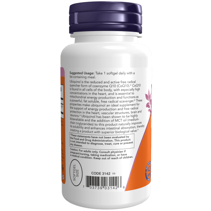NOW SUPLEMENTO Now Foods, Ubiquinol CoQ10 100 mg (60 softgels)