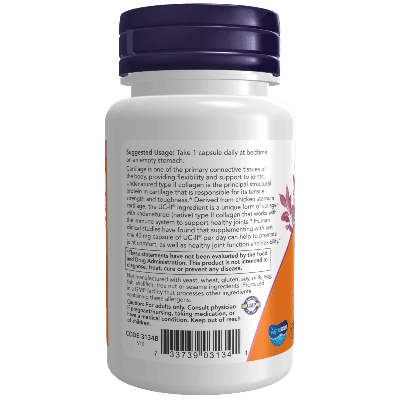 NOW SUPLEMENTOS Now Foods, UC-II® Colageno Tipo II 40 mg (60 cápsulas)
