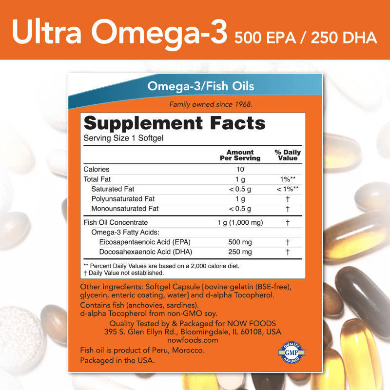 NOW SUPLEMENTOS Now Foods, Ultra Omega-3 500 EPA/250 DHA (90 softgels)
