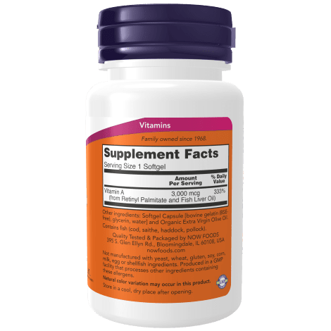 NOW SUPLEMENTOS Now Foods, Vitamina A 10,000 UI (100 softgels)