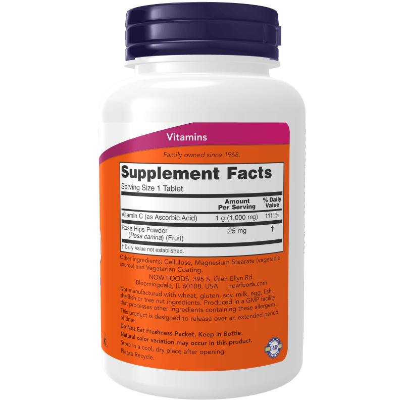 NOW SUPLEMENTOS Now Foods, Vitamina C con Escaramujo y Liberación Sostenida 1,000 mg (100 tabletas)
