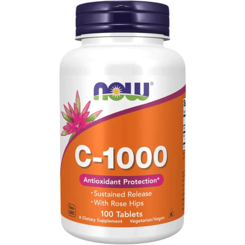 NOW Vitamina Now Foods, Vitamina C con Escaramujo y Liberación Sostenida 1,000 mg (100 tabletas)