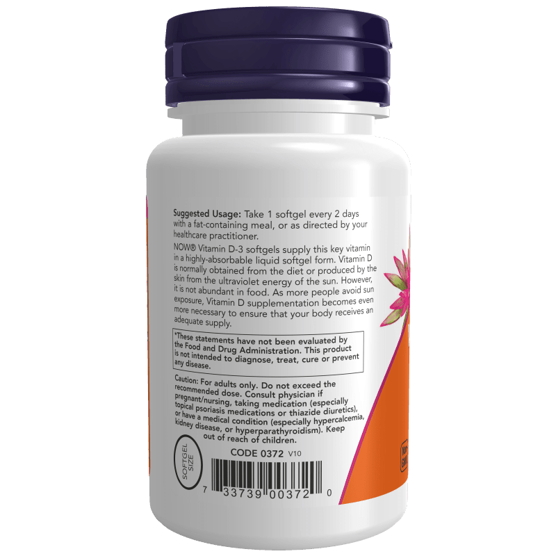 NOW SUPLEMENTOS Now Foods, Vitamina D-3 5,000 UI (120 softgels)