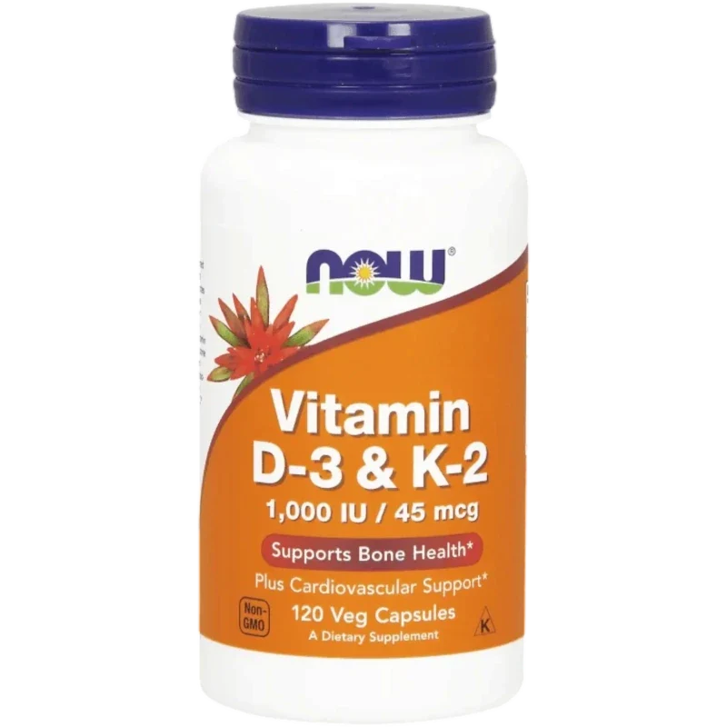 NOW Vitamina Now Foods, Vitamina D-3 K-2 1,000 UI 45 mcg (120 cápsulas)
