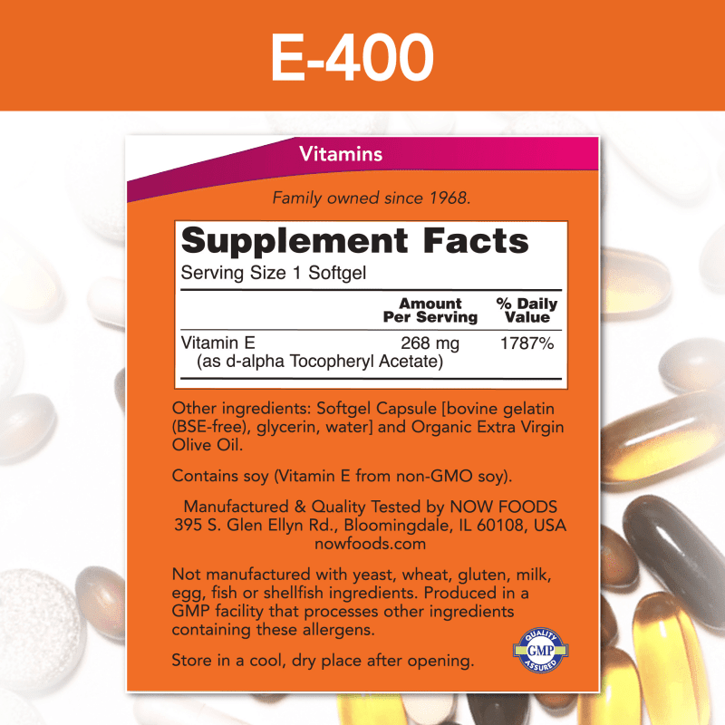 NOW SUPLEMENTOS Now Foods, Vitamina E 400 UI (100 softgels)