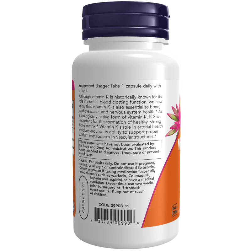 NOW SUPLEMENTOS Now Foods, Vitamina K-2 100 mcg (100 cápsulas)