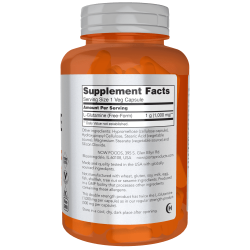 NOW Nutrición Deportiva Now Foods, L-Glutamina Doble Fuerza 1,000 mg (120 cápsulas)