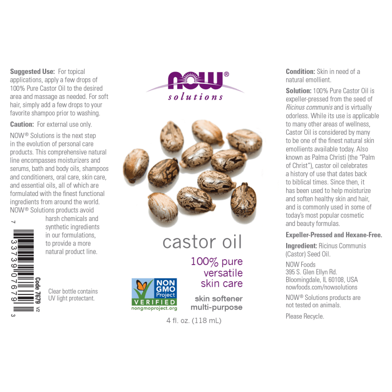 NOW Salud y Belleza Now Foods, Aceite de Ricino (4 fl oz/118 ml)