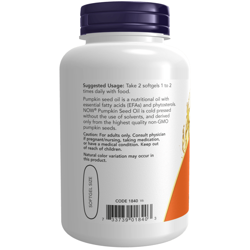 NOW SUPLEMENTO Now Foods, Aceite de Semilla de Calabaza 1,000 mg (100 cápsulas)
