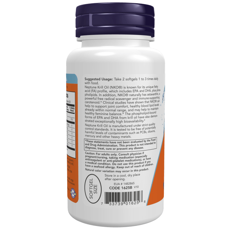 NOW SUPLEMENTOS Now Foods, Aceite de Krill 500 mg (60 softgels)