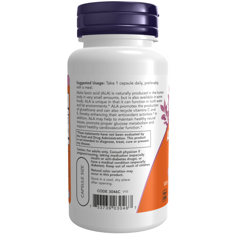 NOW SUPLEMENTOS Now Foods, Ácido Alfa Lipoico 600 mg (60 cápsulas)