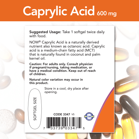 NOW SUPLEMENTOS Now Foods, Ácido Caprílico 600 mg (100 softgels)