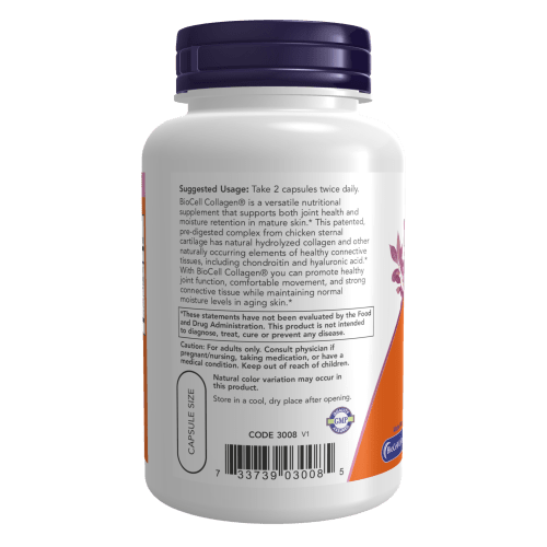 NOW SUPLEMENTOS Now Foods, Biocell Collagen® Hidrolizado Tipo II (120 cápsulas)