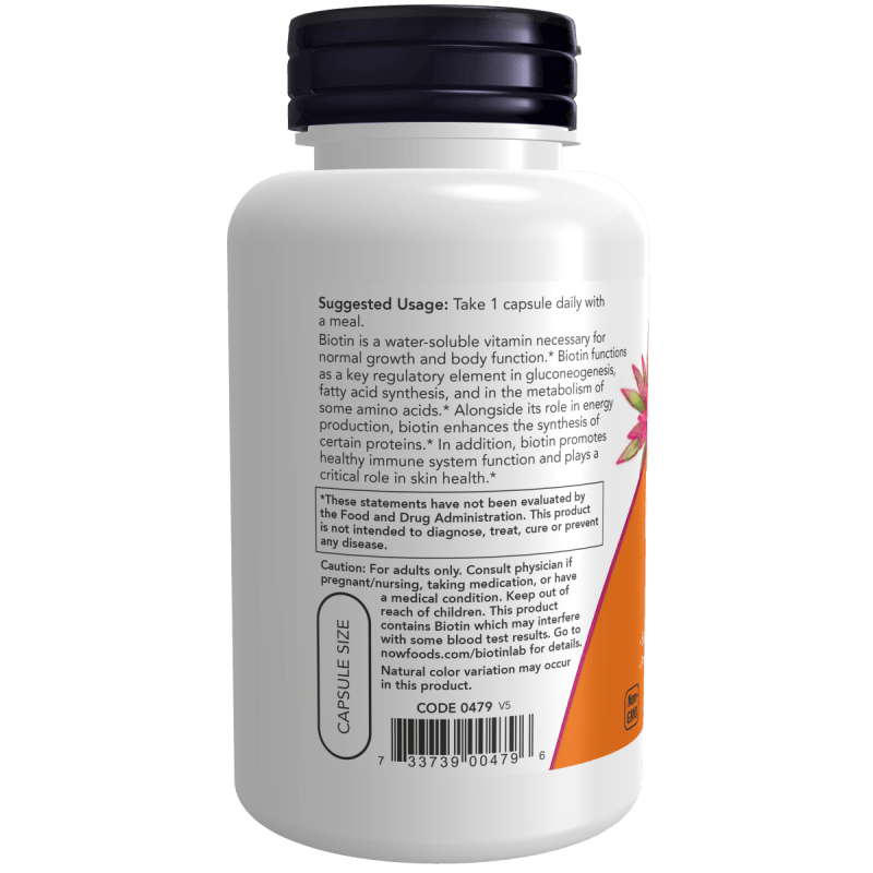NOW SUPLEMENTOS Now Foods, Biotina 10 mg (120 cápsulas)