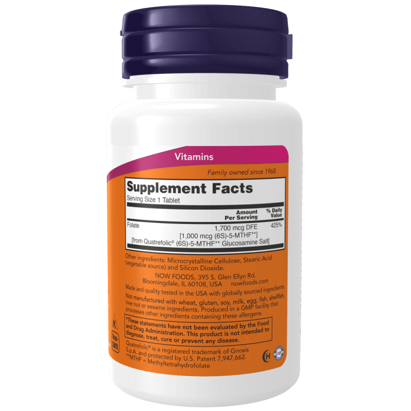 NOW SUPLEMENTOS Now Foods, Folato de Metilo 1,000 mcg (90 tabletas)