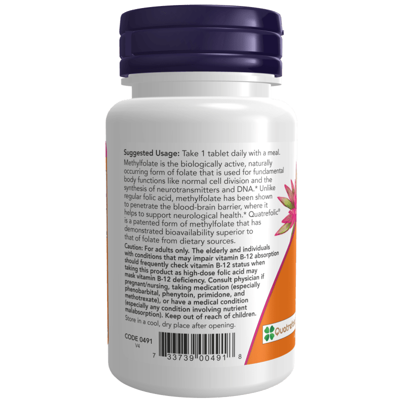 NOW SUPLEMENTOS Now Foods, Folato de Metilo 1,000 mcg (90 tabletas)
