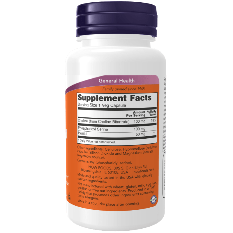 NOW SUPLEMENTOS Now Foods, Fosfatidil Serina 100 mg (60 cápsulas)