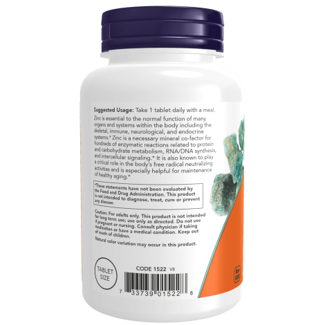 NOW SUPLEMENTOS Now Foods, Gluconato de Zinc 50 mg (250 tabletas)