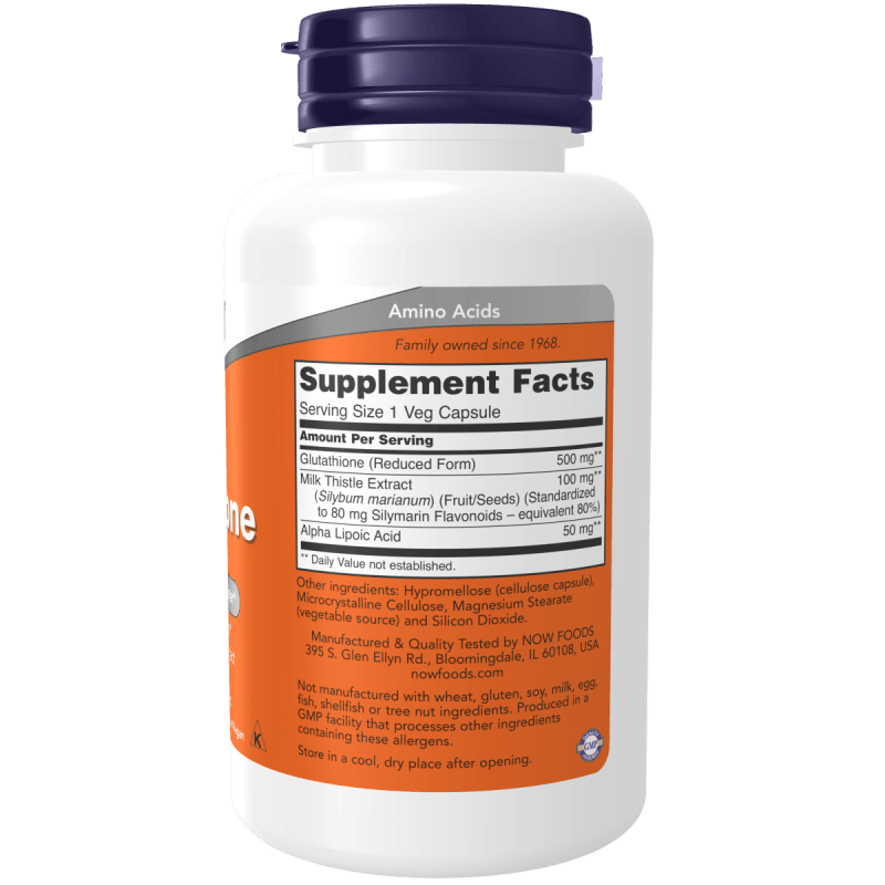 NOW SUPLEMENTOS Now Foods, Glutatión 500 mg (60 cápsulas)