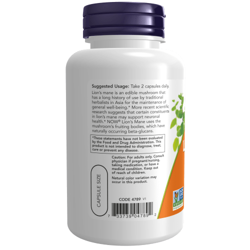 NOW SUPLEMENTOS Now Foods, Hongo Melena de León 500 mg (60 cápsulas)