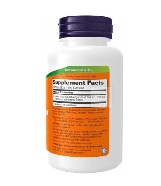 NOW Suplementos Now Foods, KSM-66 Ashwagandha® 600 mg (90 cápsulas)