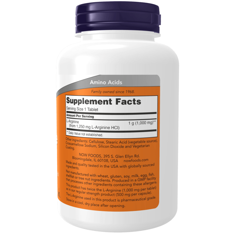 NOW SUPLEMENTOS Now Foods, L-Arginina Doble Potencia 1,000 mg (120 tabletas)