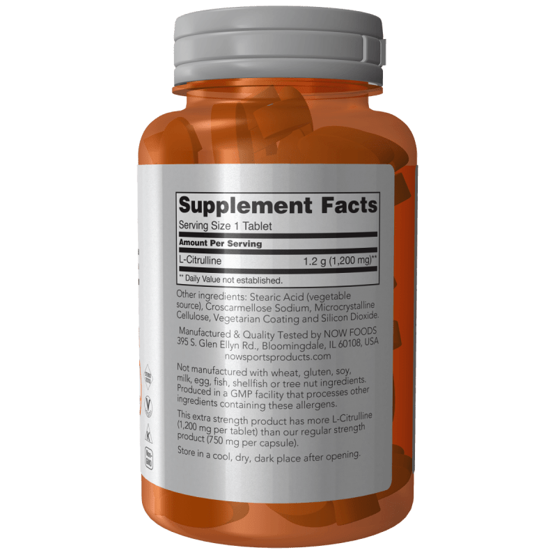 NOW SUPLEMENTOS Now Foods, L-Citrulina Extra Fuerte 1,200 mg (120 tabletas)
