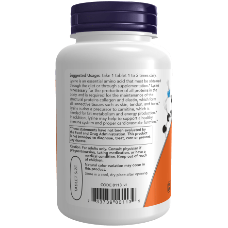 NOW SUPLEMENTOS Now Foods, L-Lisina 1,000 mg (100 tabletas)