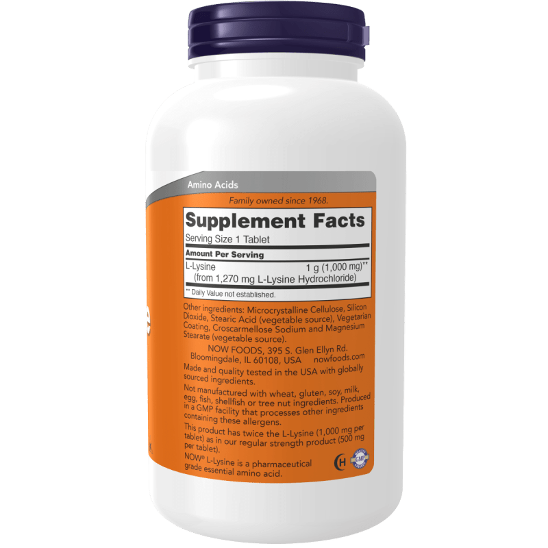 NOW SUPLEMENTOS Now Foods, L-Lisina 1,000 mg (250 tabletas)