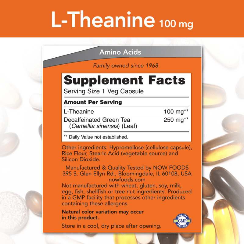 NOW SUPLEMENTOS Now Foods, L-Teanina 100 mg (90 cápsulas)