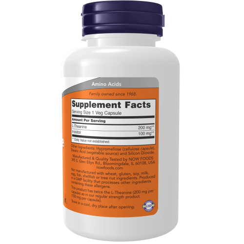 NOW SUPLEMENTOS Now Foods, L-Teanina de Doble Fuerza 200 mg (120 cápsulas)