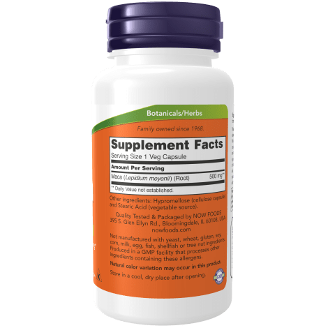 NOW SUPLEMENTOS Now Foods, MACA 500 mg (100 cápsulas)