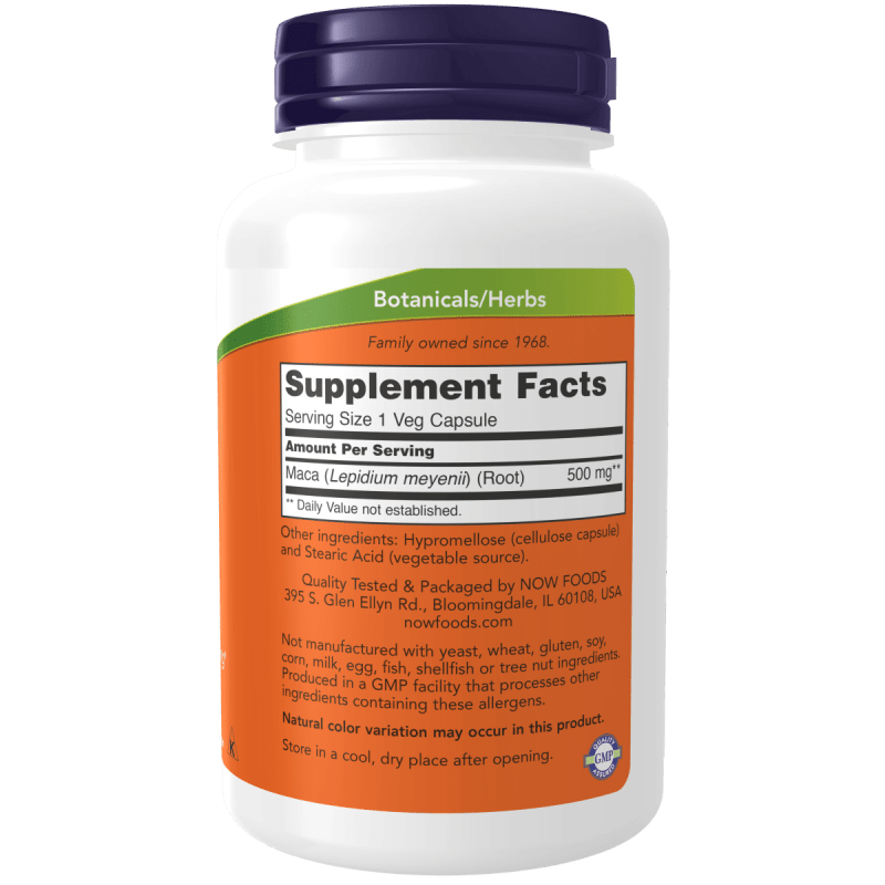 NOW SUPLEMENTOS Now Foods, MACA 500 mg (250 cápsulas)