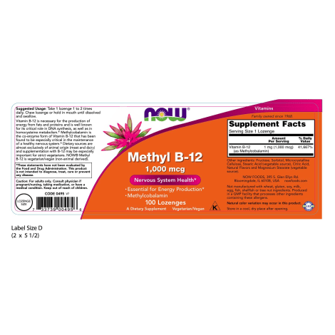 NOW SUPLEMENTOS Now Foods, Metilo B-12 1,000 mcg (100 pastillas)
