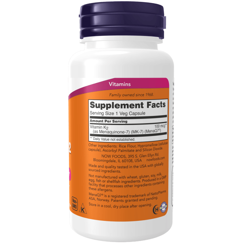 NOW SUPLEMENTOS Now Foods, MK-7 y Vitamina K-2 100 mcg (120 cápsulas)