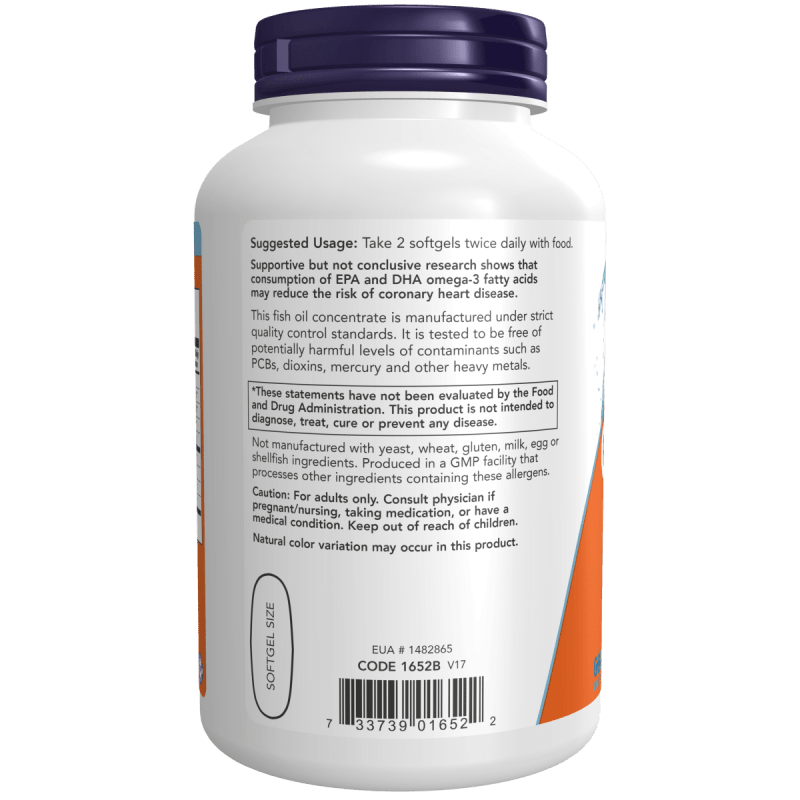 NOW SUPLEMENTOS Now Foods, Omega-3 Destilada Molecularmente (200 softgels)