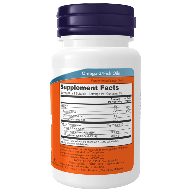 NOW SUPLEMENTOS Now Foods, Omega-3 Destilado Molecularmente (30 softgels)
